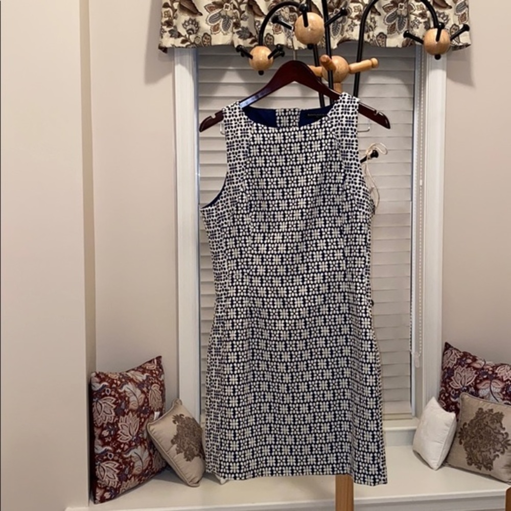Banana Republic blue and white jacquard dress